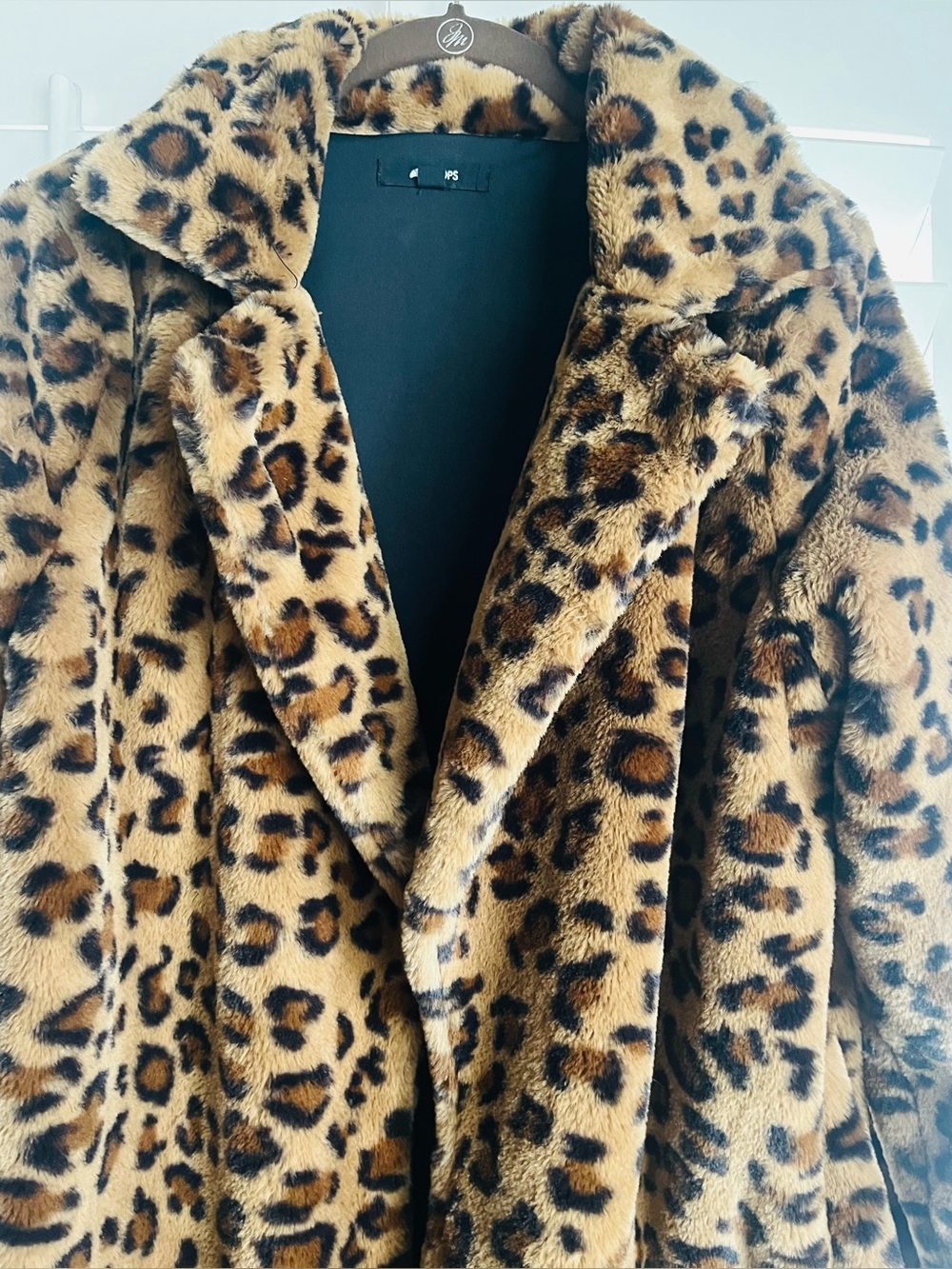 Leopard Print Teddy Coat - Brown Faux Fur Jacket - Picture 2 of 5